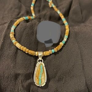 Native American Ribbon Turquoise Necklace with Pendant (ring listed separately)